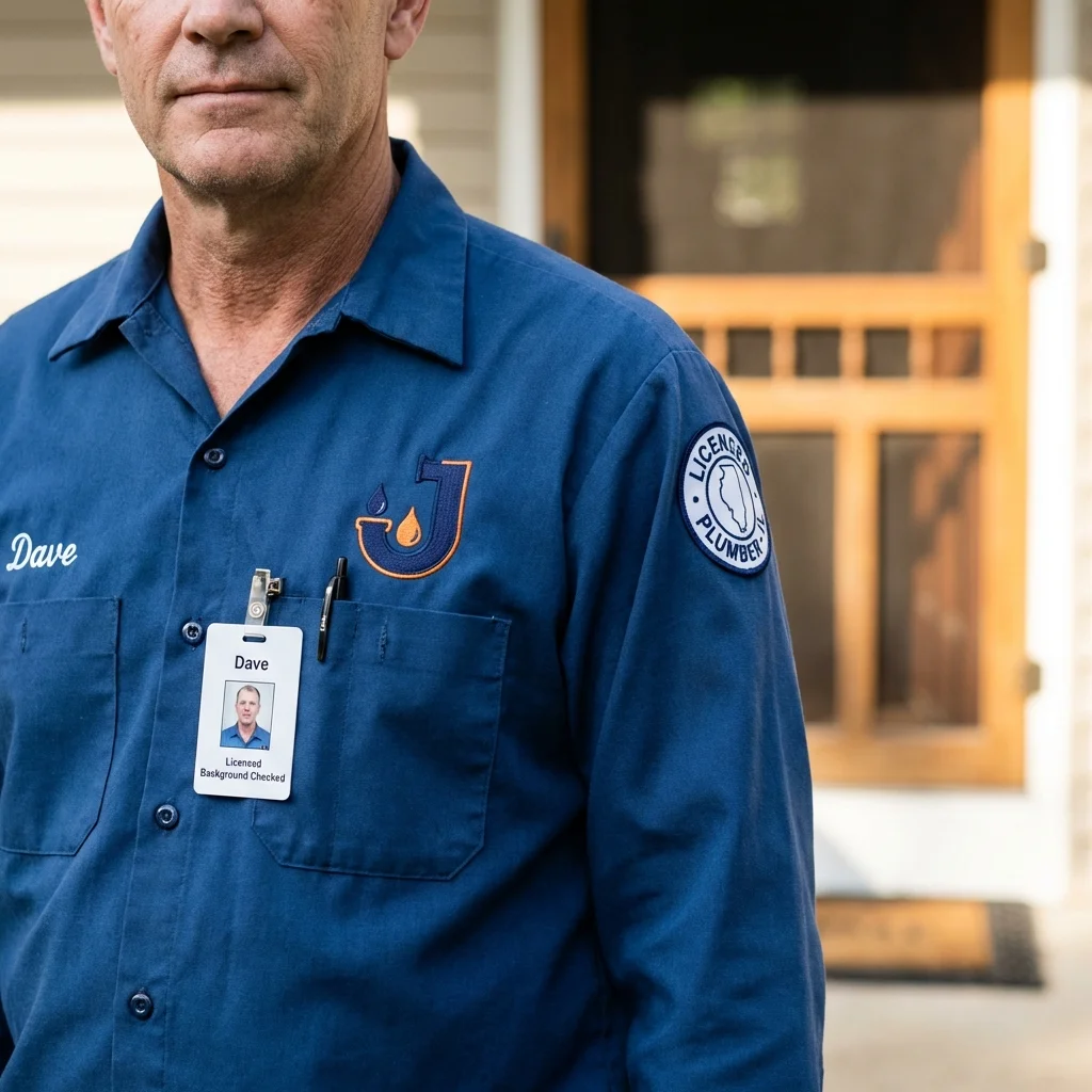 Licensed plumber showing ID badge in Steamboat Springs, CO