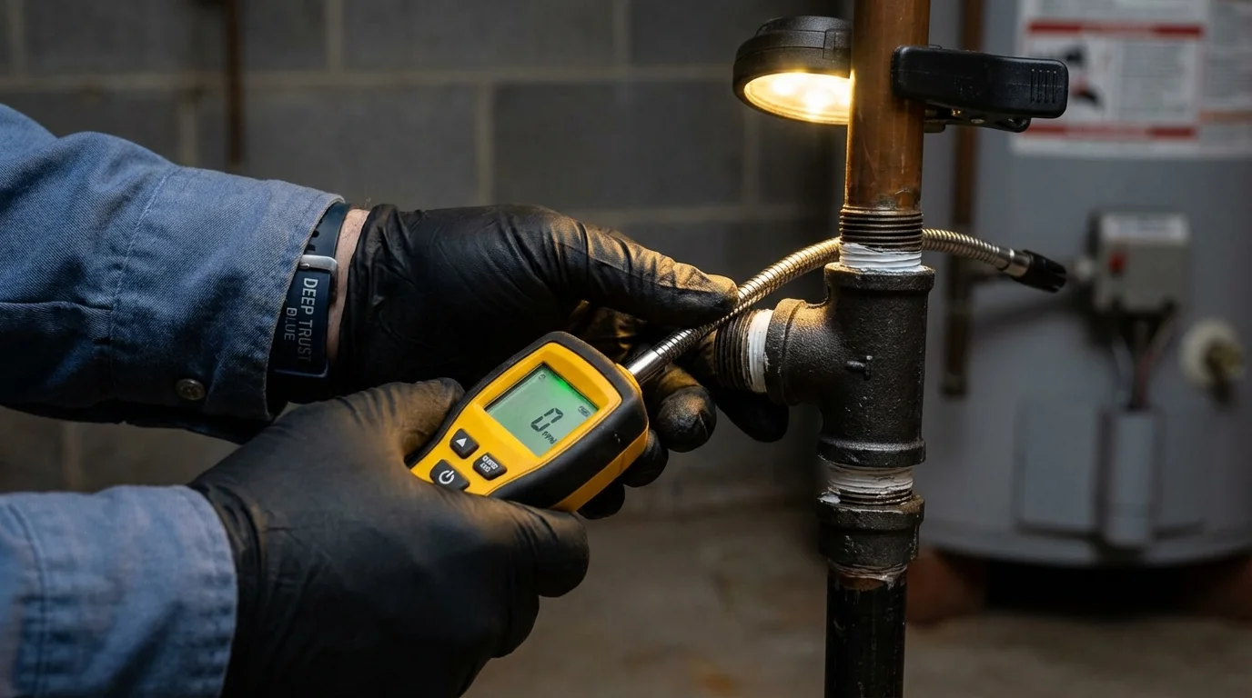 Gas leak detection with electronic sniffer by Johns Plumbing LLC in Steamboat Springs