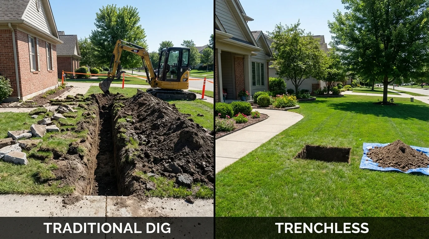 Trenchless sewer repair with minimal yard damage versus traditional excavation in Steamboat Springs, CO